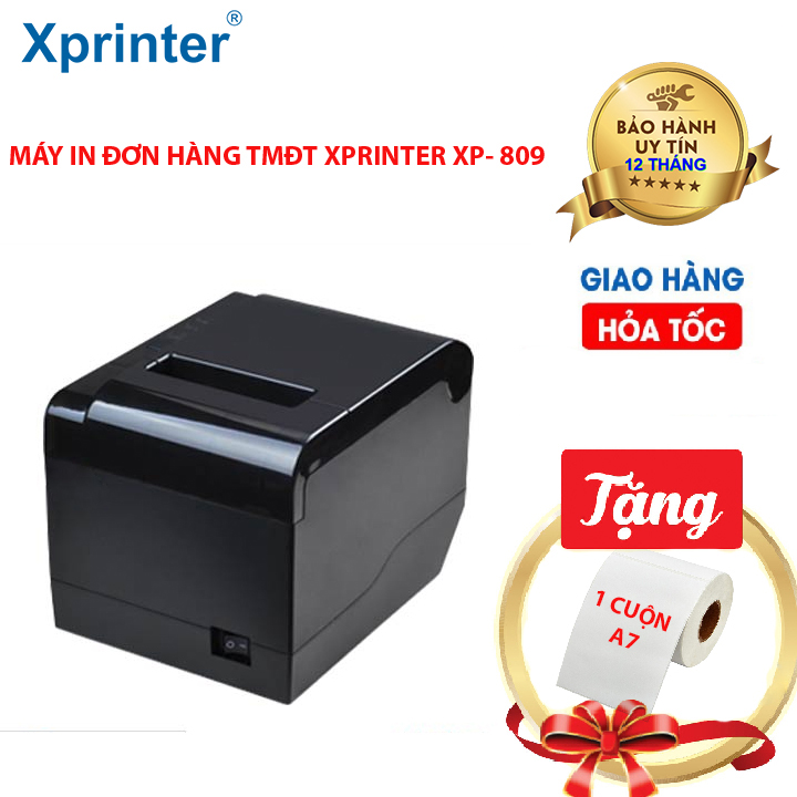 Máy In Đơn Hàng, In Mã Vạch Vận Đơn Xprinter XP-809 USB + BLUETOOTH TẶNG Kèm Giấy A7 - HÀNG CHÍNH HÃNG