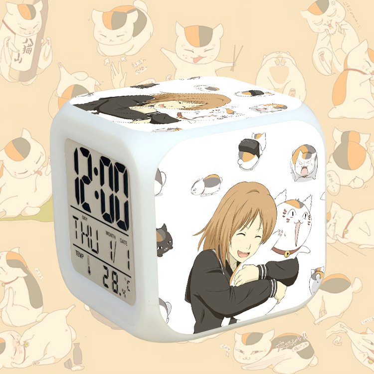 Đồng hồ báo thức để bàn in hình NATSUME YUUJINCHOU Hữu Nhân Sổ LED đổi màu tiện lợi chibi anime