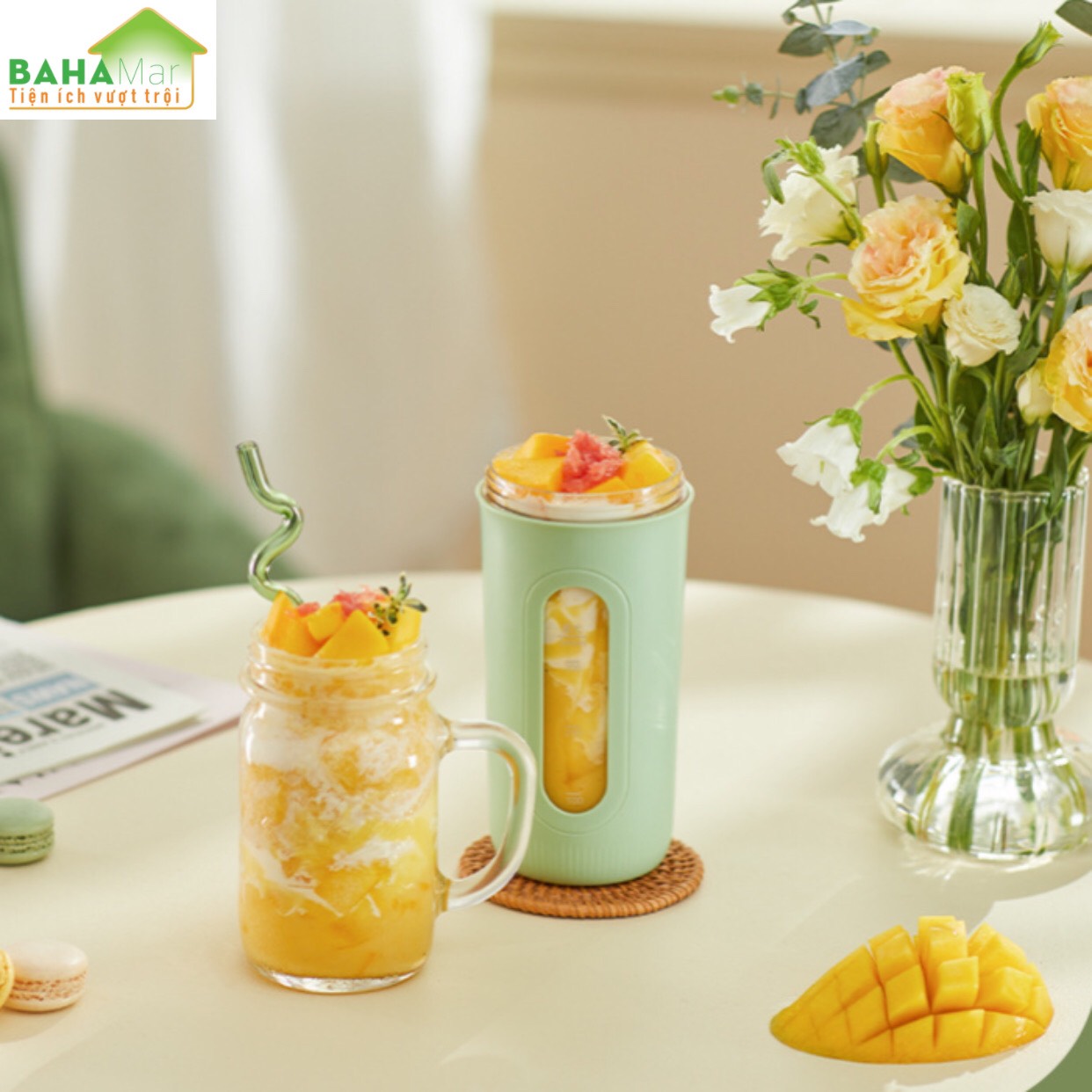 MÁY ĐA NĂNG VẮT CAM, ÉP TRÁI CÂY XAY SINH TỐ SẠC ĐIỆN TIỆN MANG THEO KHẮP NƠI "BAHAMAR" Có thể điều chỉnh 2 tốc độ, 45RPM và 18000RPM