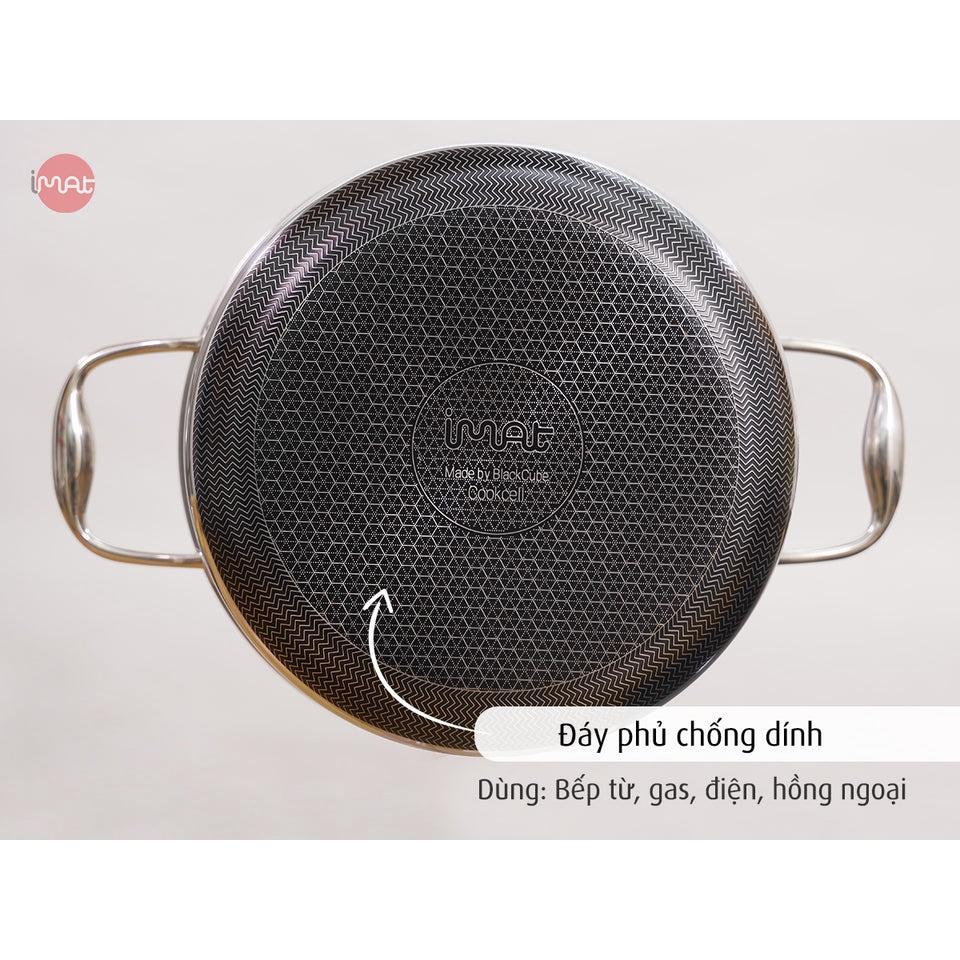 Combo nồi chảo chống dính bếp từ iMat Hybrid size 26cm kết hợp giữa lớp phủ điêu khắc chống dính Daikin và inox 430