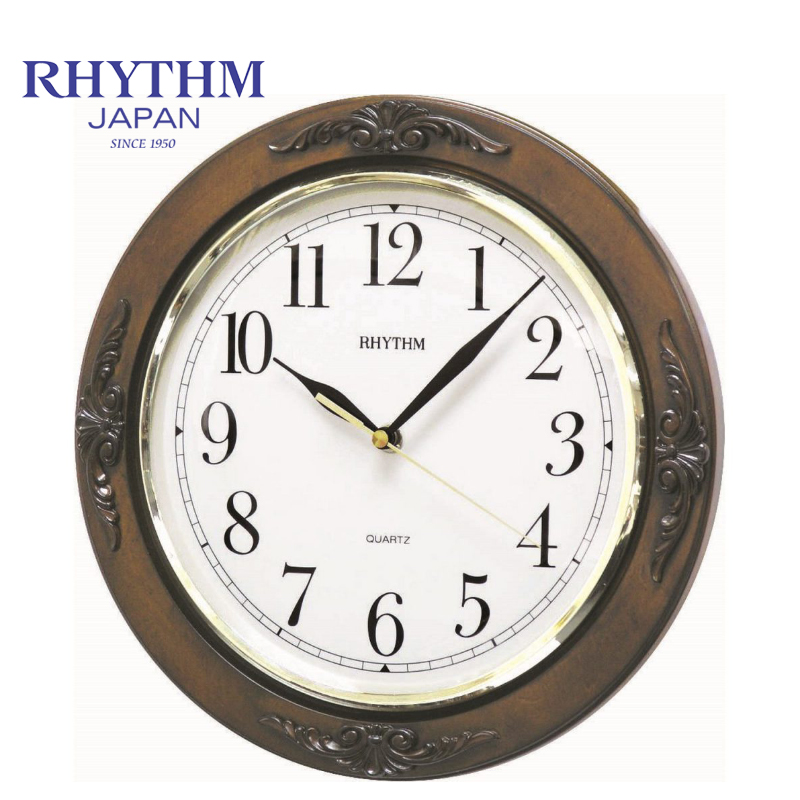 Đồng hồ treo tường Nhật Bản - Rhythm CMG938NR06 Kt 30.0 x 4.0cm, 795g Vỏ gỗ