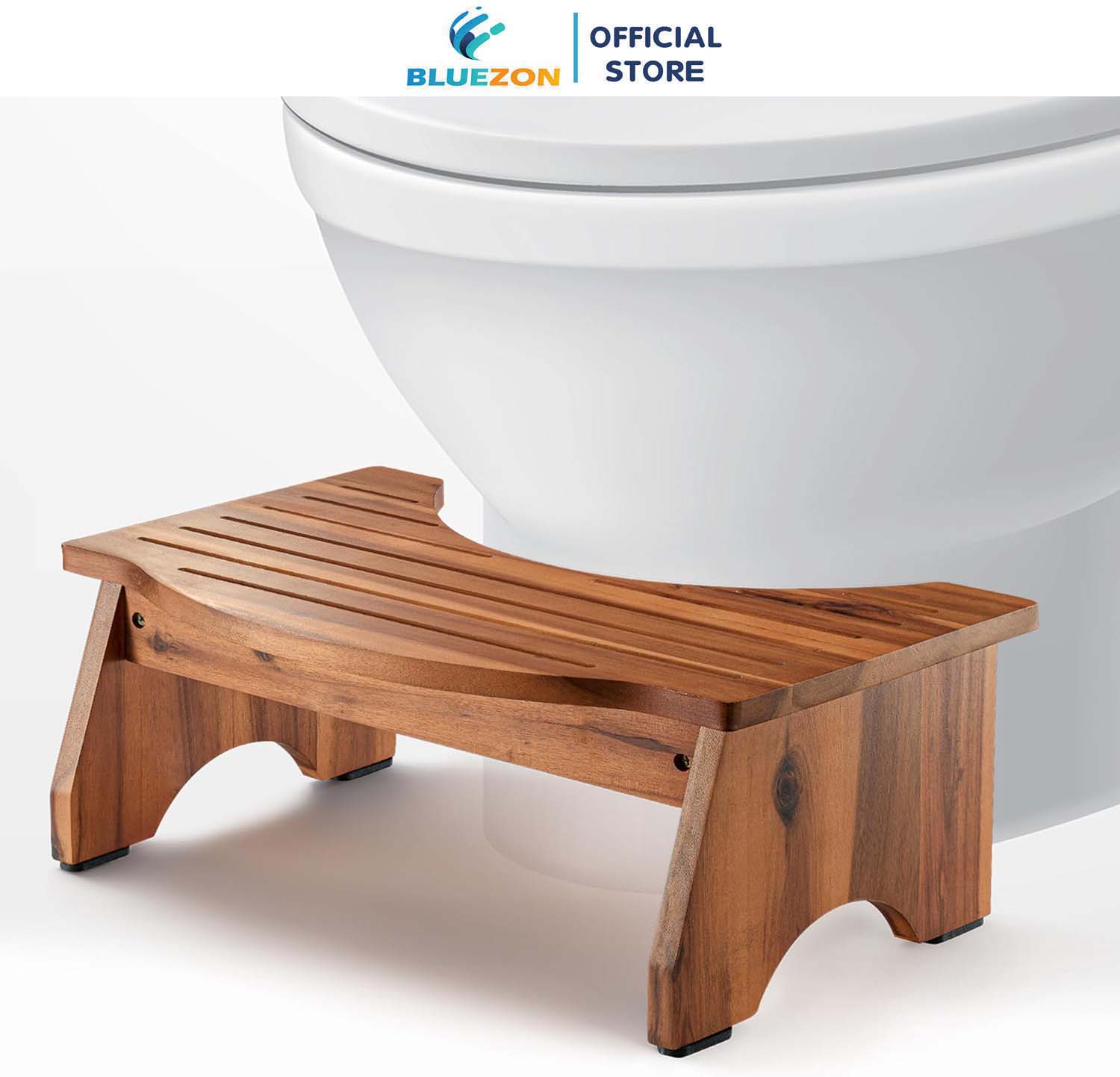 Ghế Kê Chân Toilet BLUEZON, Hỗ Trợ Đi Vệ Sinh, Chống Táo Bón, Ghế Gỗ Kê Chân Chống Trượt