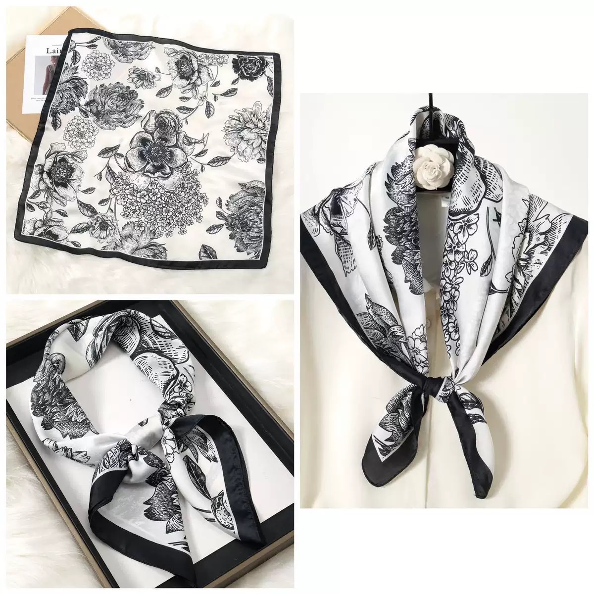 KHĂN QUÀNG CỔ LỤA HÌNH VUÔNG SANG TRỌNG THỜI TRANG