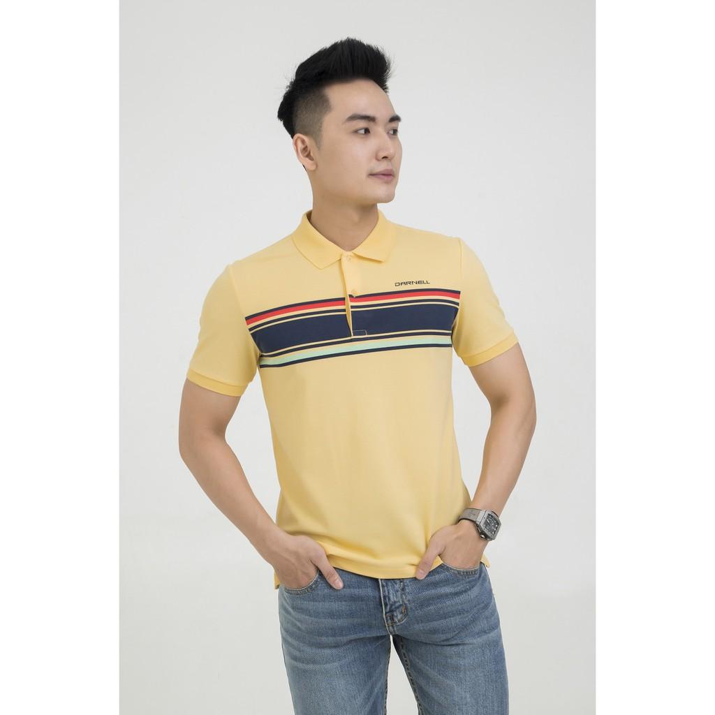 Áo thun polo nam cao cấp họa tiết kẻ ngang ngực chất cotton mềm mịn thấm hút mồ hôi chính hãng DARNELL DN0015