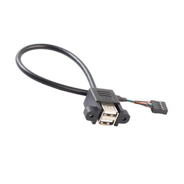 2-5pack Dual USB 2.0 A Female to Motherboard 9 Pin Header Cable and Screw Panel