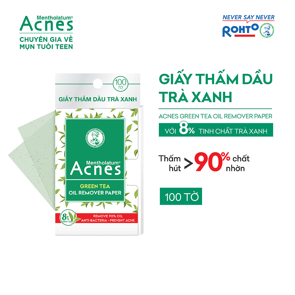 Giấy thấm dầu trà xanh Acnes Oil Remover Paper Green Tea 100 tờ