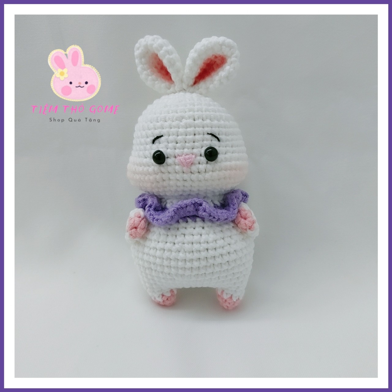 Gấu bông thỏ nhồi bông bằng len handmade