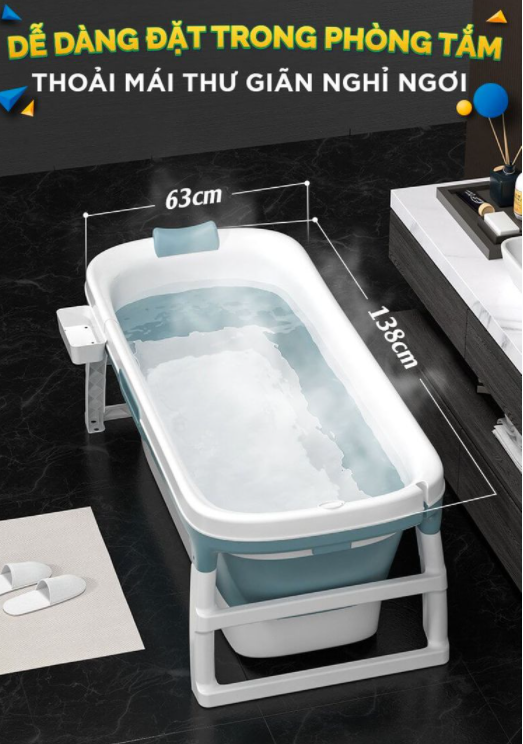 Bồn tắm gấp gọn người lớn 138 x 62 x 52cm