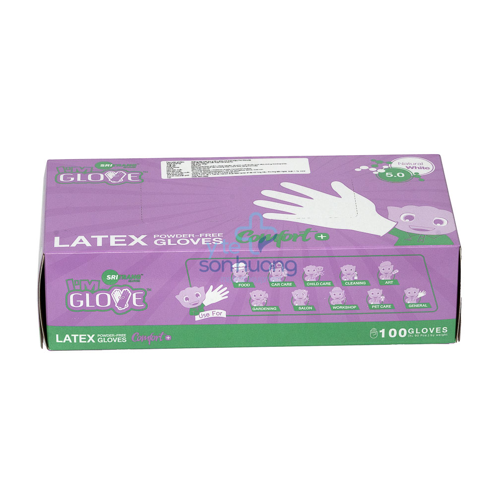 10 Hộp Găng Tay Cao Su Không Bột Thái Lan I'm Gloves Màu Trắng