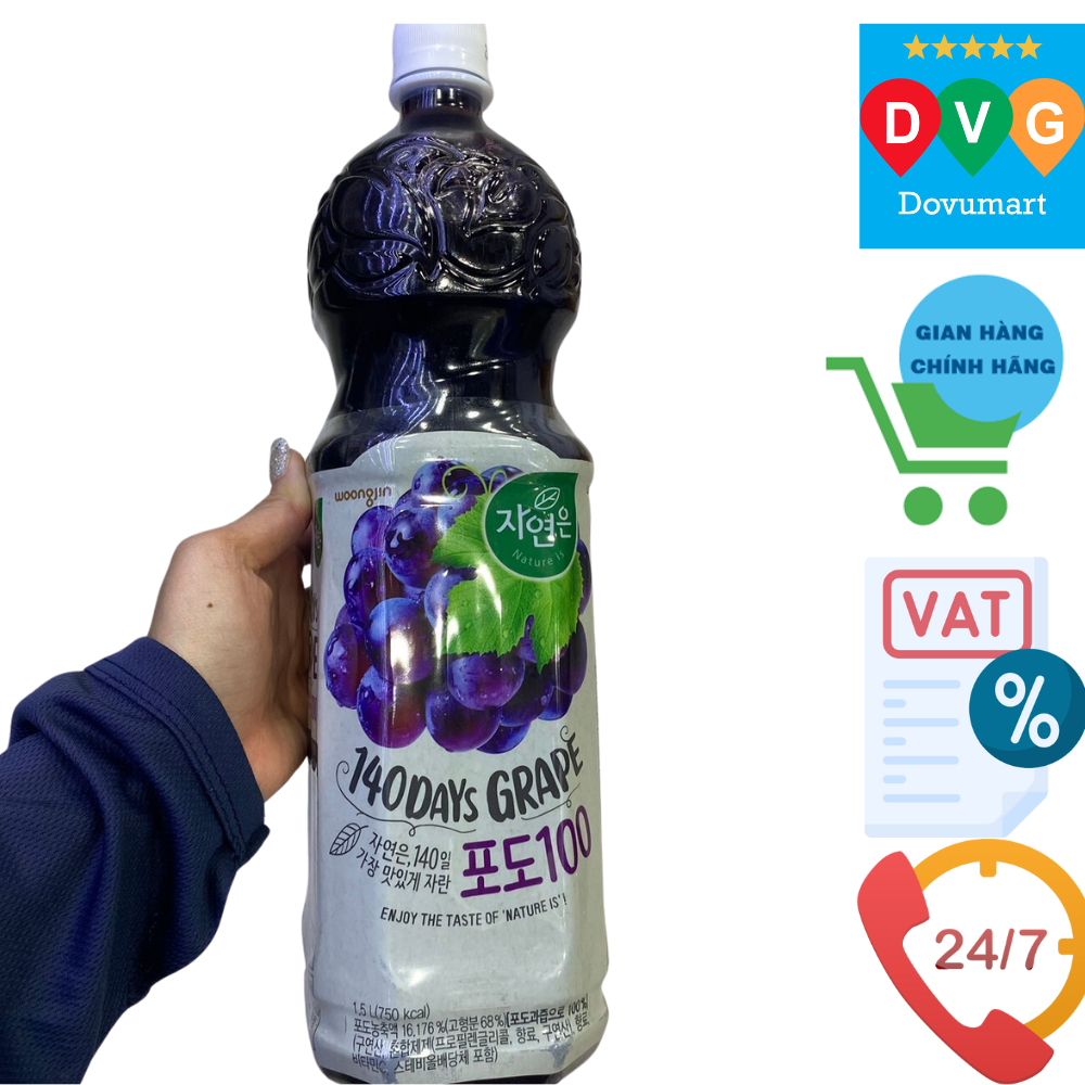 Nước Nho Woongjin Hàn Quốc Chai 1.5L / 웅진) 자연은 포도 1.5L