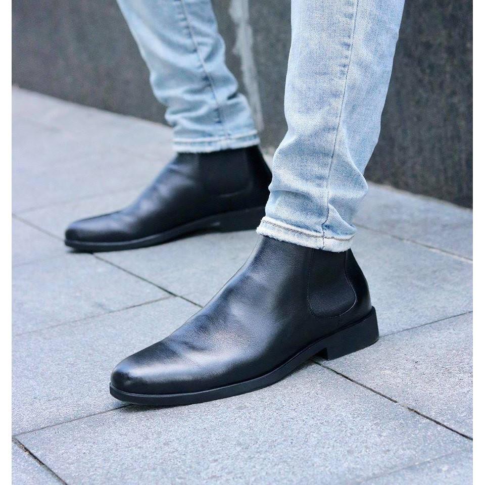 Giày Nam - Giày Cao Cổ Da Trơn-Chelsea Boots