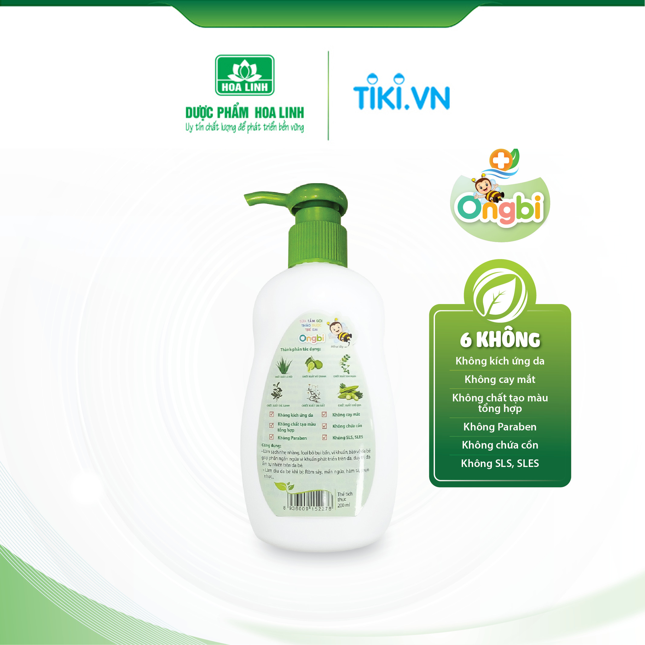 Sữa tắm gội thảo dược trẻ em ONGBI 200ml