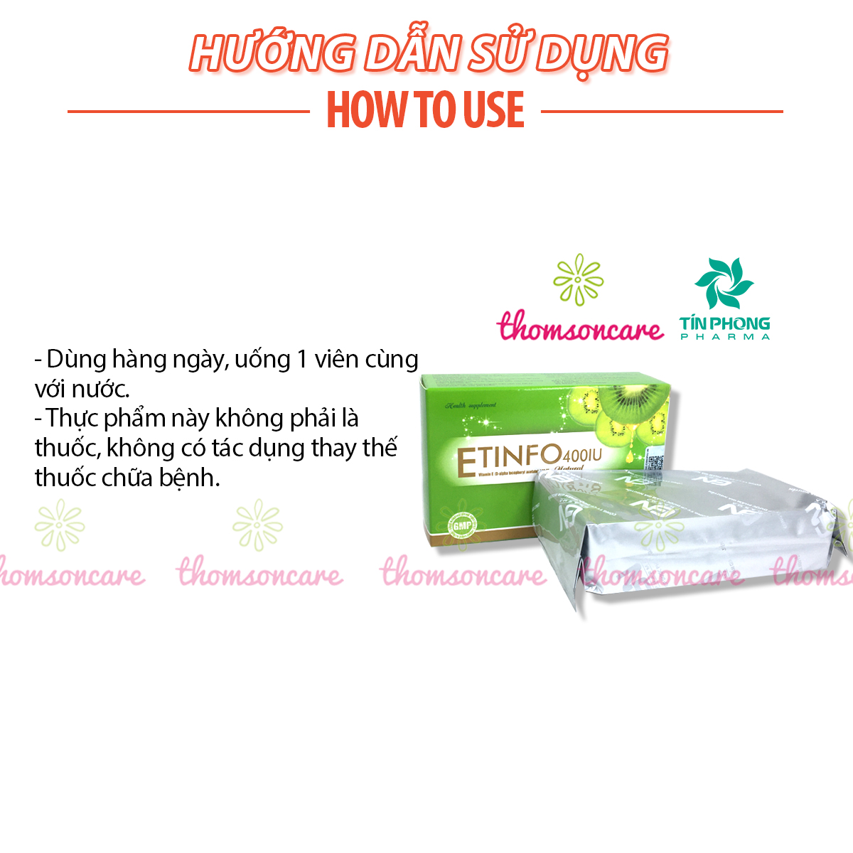 Viên uống Vitamin E 400 IU - Bổ sung vitaminE tự nhiên, giúp đẹp da, ngăn ngừa lão hóa - Etinfo Hộp 30 viên