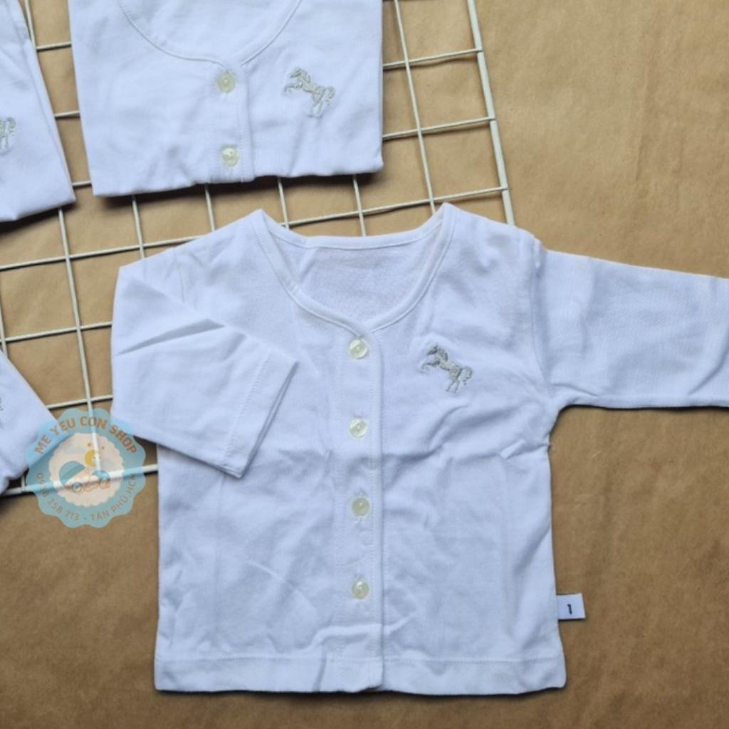 ÁO SƠ SINH COTTON TRẮNG THÊU HÌNH TAY NGẮN/ TAY DÀI CHO BÉ - MIATOP