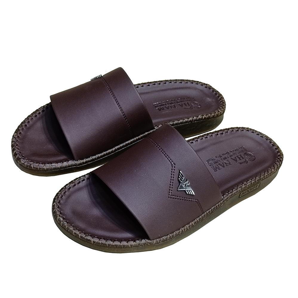 Dép Nam Da Bò HA NAM Đế Siêu Nhẹ Khâu Chỉ Toàn Bộ DNA22031