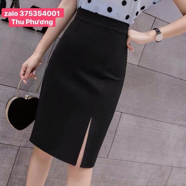 Chân váy bút chì có khoá kéo xẻ trước dài 60cm