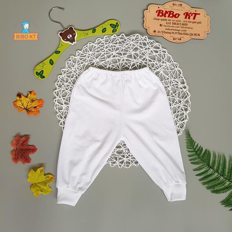 QUẦN DÀI COTTON TRẮNG BO CHO BÉ - BIBO KIM THU