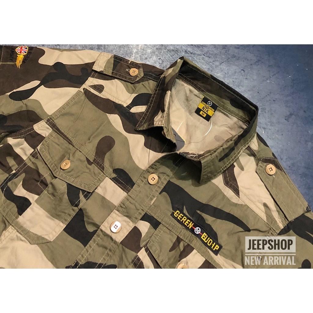 Áo sơ mi ngắn tay màu camo - camo vàng lợt