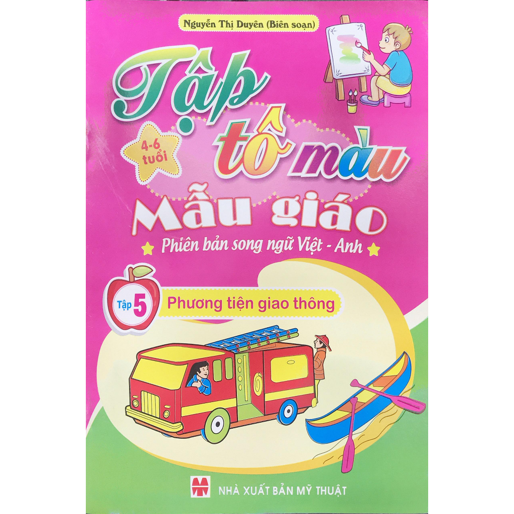 Sách - Combo 14 cuốn Tập tô màu mầu giáo (song ngữ Anh - Việt) và Bộ 8 bút sáp màu Wax Crayons - ndbooks