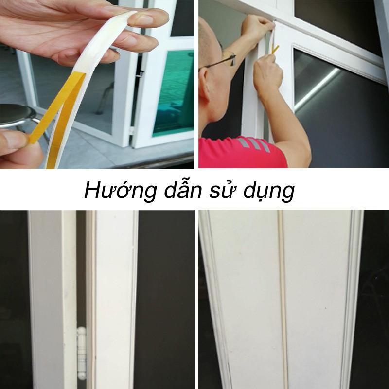 Nẹp xốp khe cửa sợi kép có keo cách âm chống tiếng ồn chống bụi chống hơi lạnh thất thoát Phụ kiện ô tô cao cấp - Đen