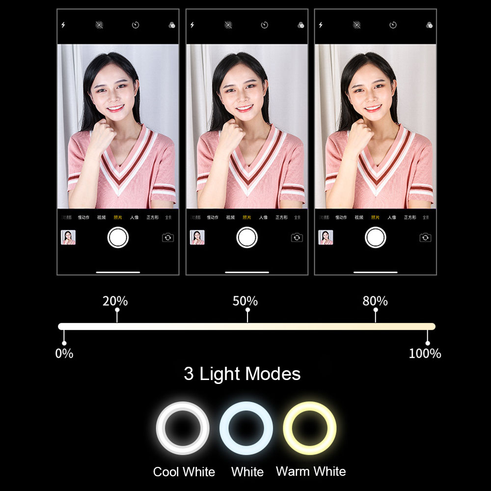 Đèn LED vòng 11 inch với chân đế điện thoại mini & công tắc điều chỉnh độ sáng để phát trực tiếp