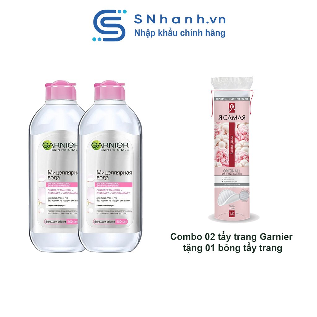 COMBO 2 Nước tẩy trang Garnier 3 in 1 dành cho mọi loại da 400ml