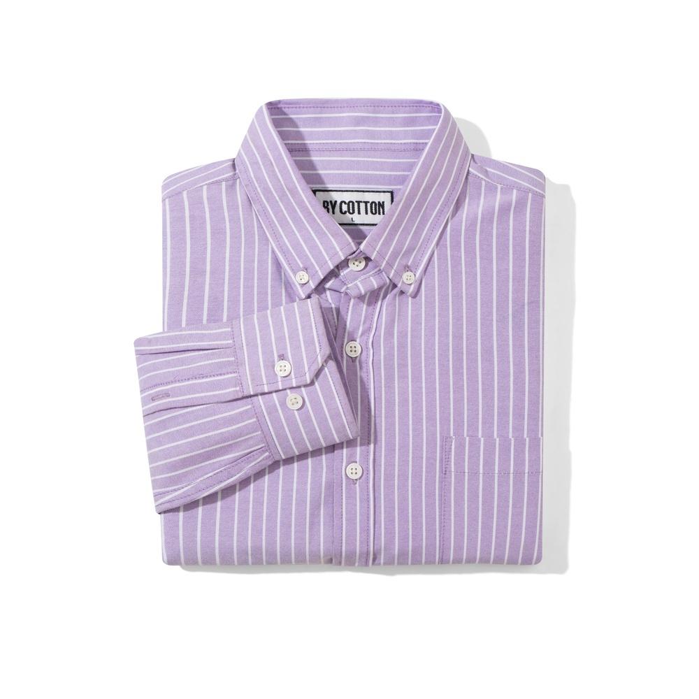 Áo Sơ Mi Nam Dài Tay Tím Phối Sọc BY COTTON Purple Stripes Oxford