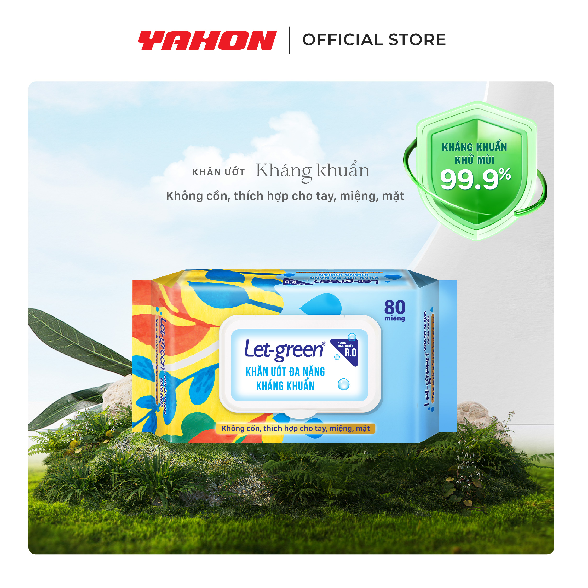 Combo Bao Khăn Giấy Ướt Đa Năng Kháng Khuẩn LET-GREEN, 80 Miếng/Bao