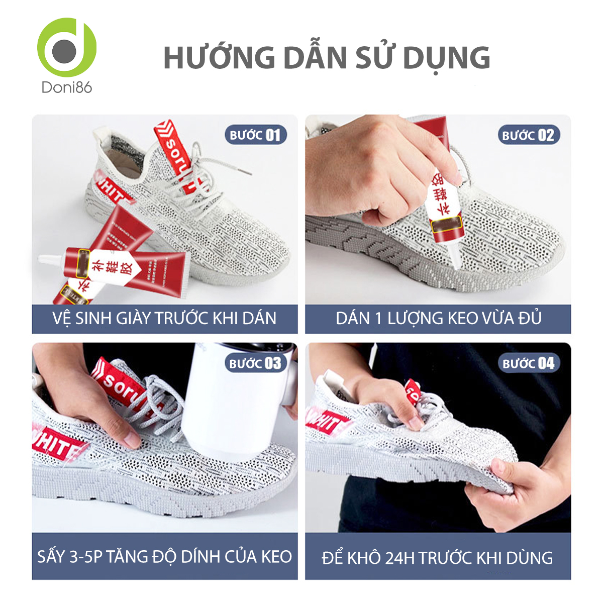 Keo dán giày mùi hương dễ chịu, an toàn cho da tay, sức khỏe, chất keo bền chặt - Doni - DOPK356