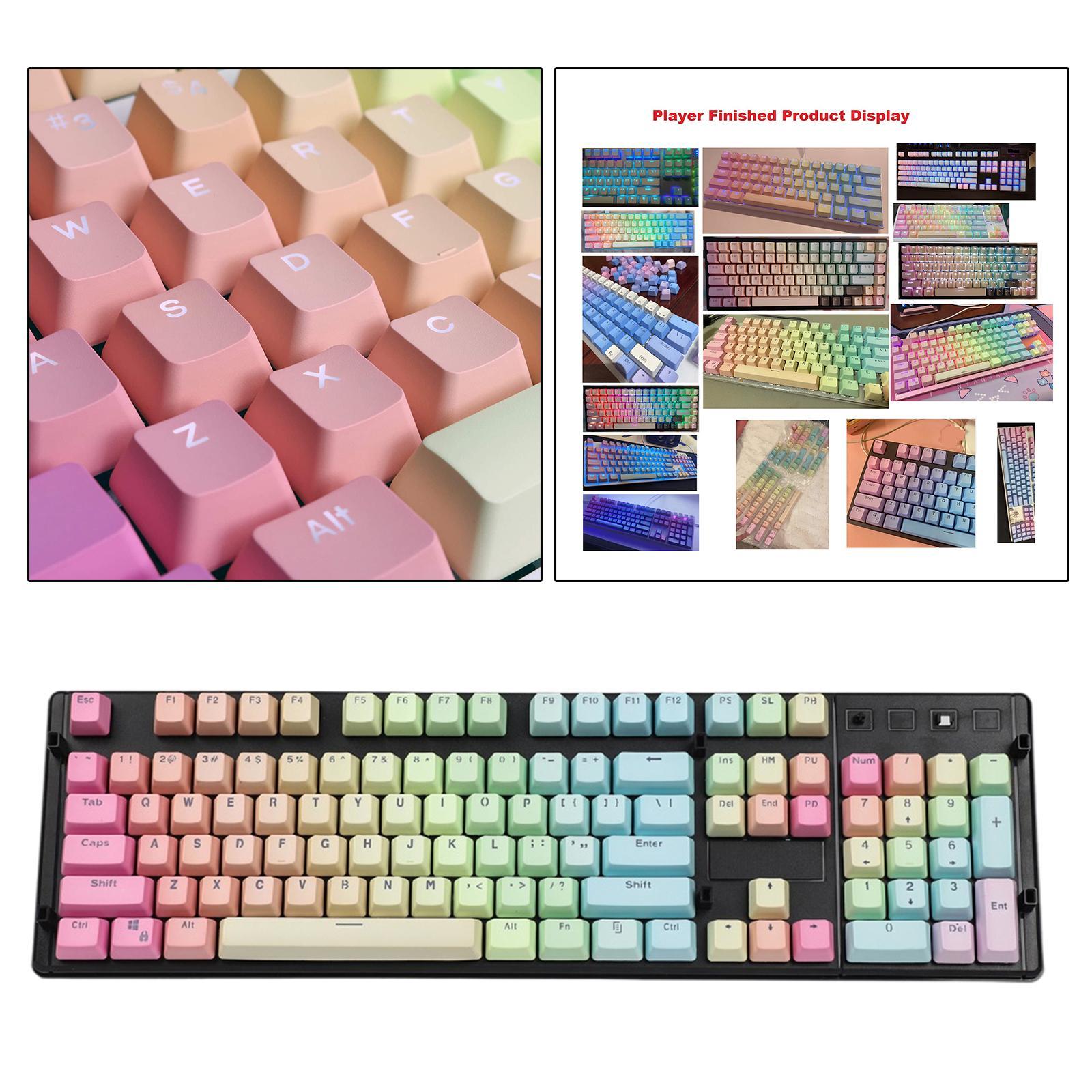 104 Keys Mechanical Keyboard Keycaps Set Home Supplies Rainbow Gradient