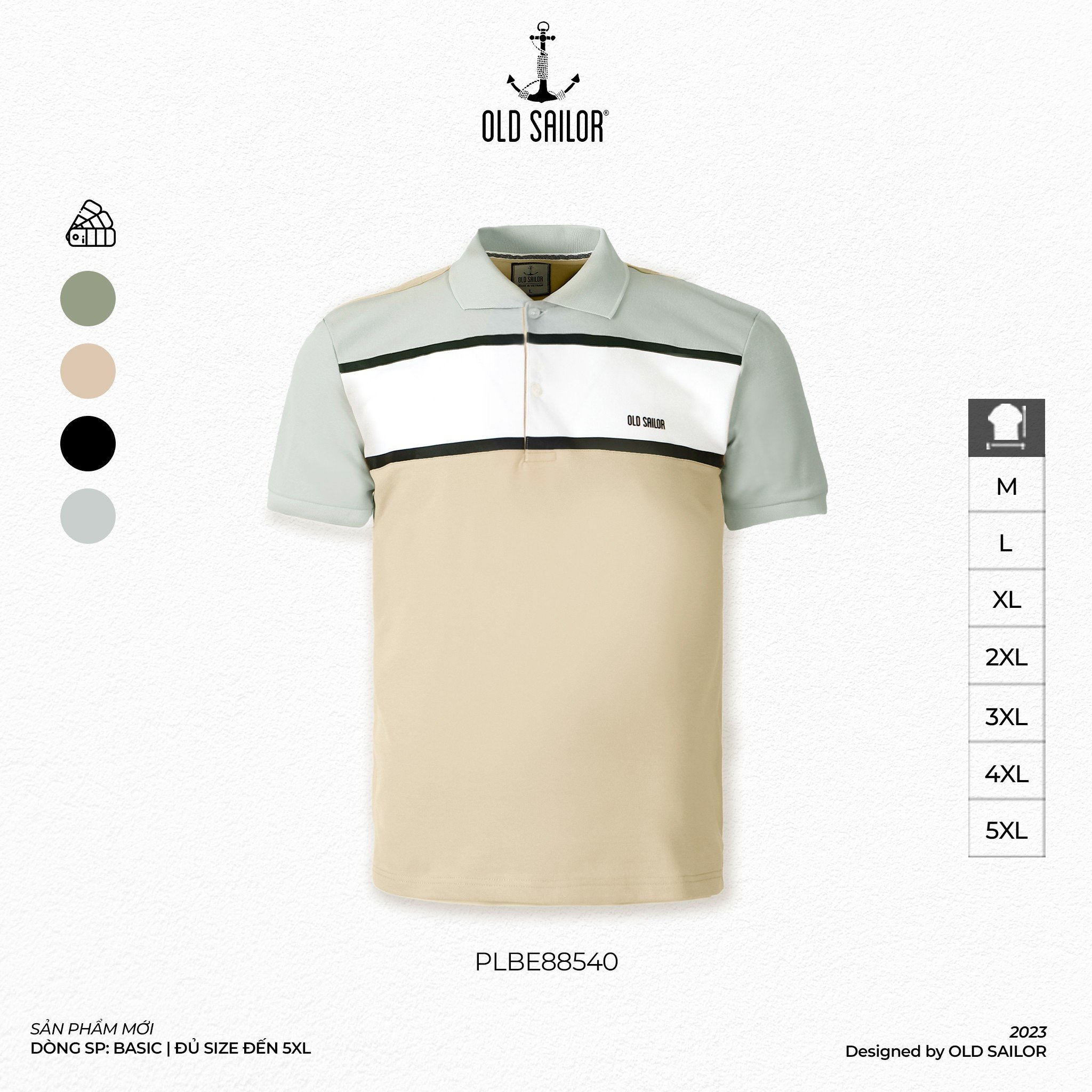 Áo polo nam phối màu Old Sailor - O.S.L COLOR BLOCK LINE POLO - 88540 - Big size upto 5XL