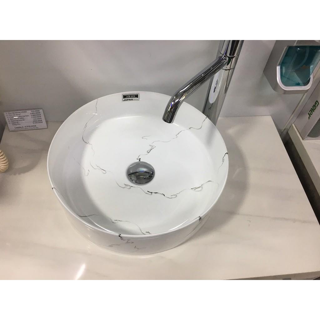 Chậu lavabo rửa mặt đặt bàn tròn vân khói