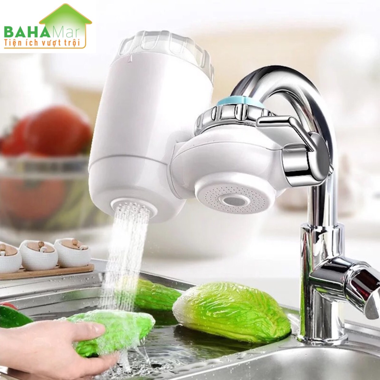MÁY LỌC NƯỚC KHỬ KHUẨN TẠI VÒI LOẠI BỎ VI KHUẨN, GỈ SÉT, TẠP CHẤT... "BAHAMAR" cho dòng nước tinh khiết mang sức khỏe cho người dùng