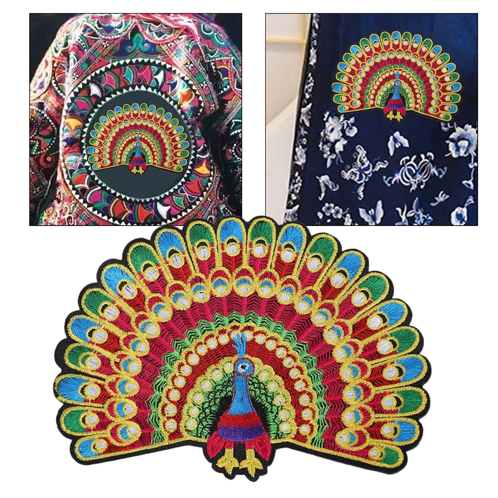 Peacock Patches Iron on/Sew on Embroidered Applique Embroidered Patches Embellishment Craft for DIY Clothes