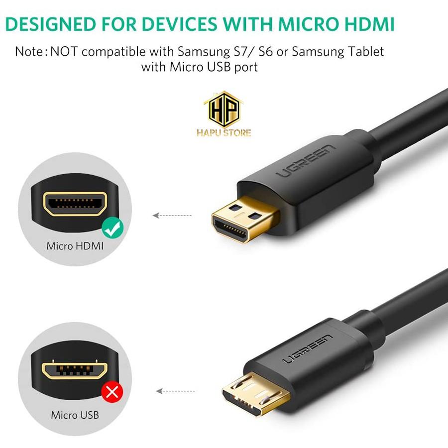 Cáp chuyển đổi Micro HDMI sang HDMI Ugreen 30103 dài 2m chính hãng - Hàng Chính Hãng