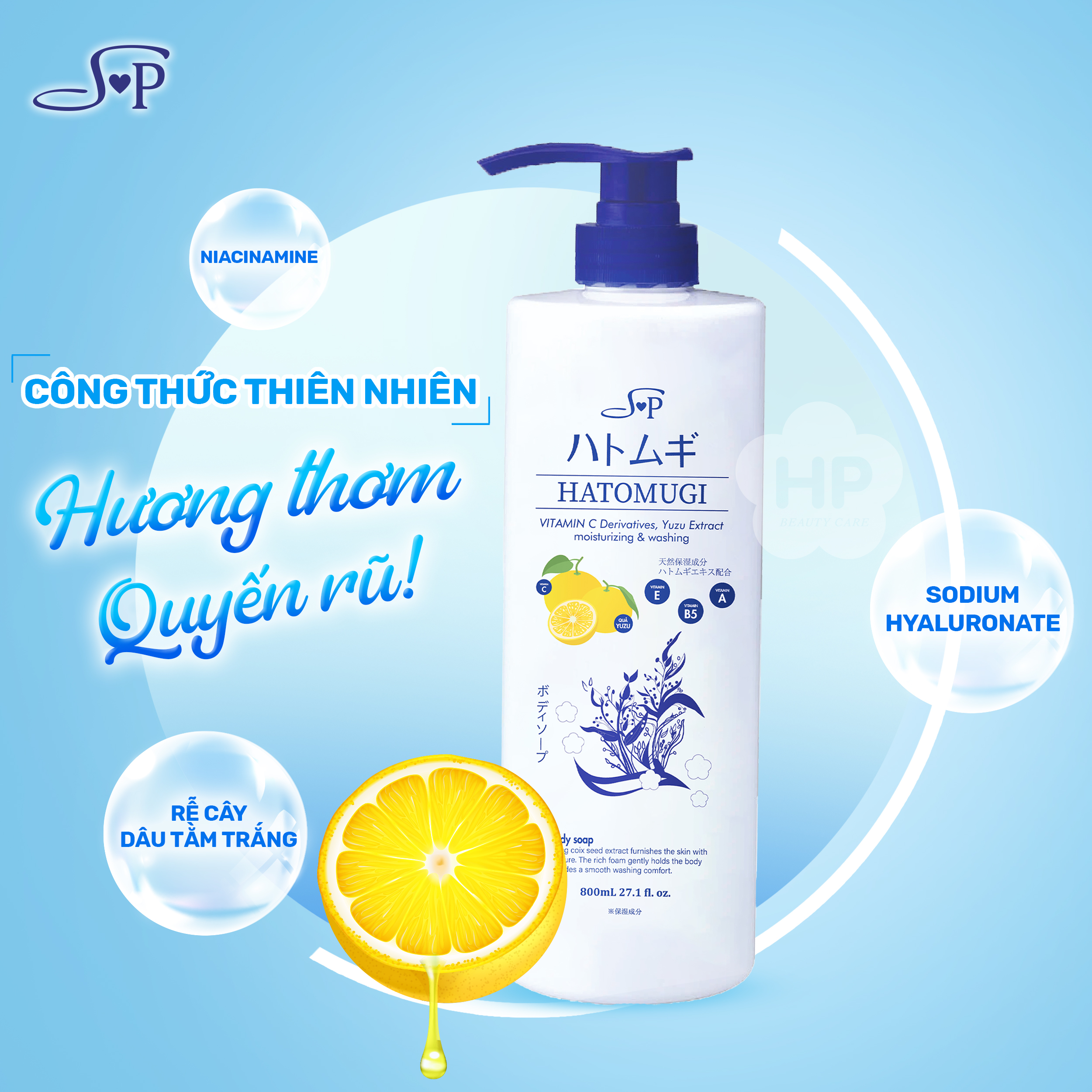 Sữa Tắm Dưỡng Ẩm Và Làm Trắng Da SHP Hatomugi Body Soap White &amp; Moisture Rich (800ML)