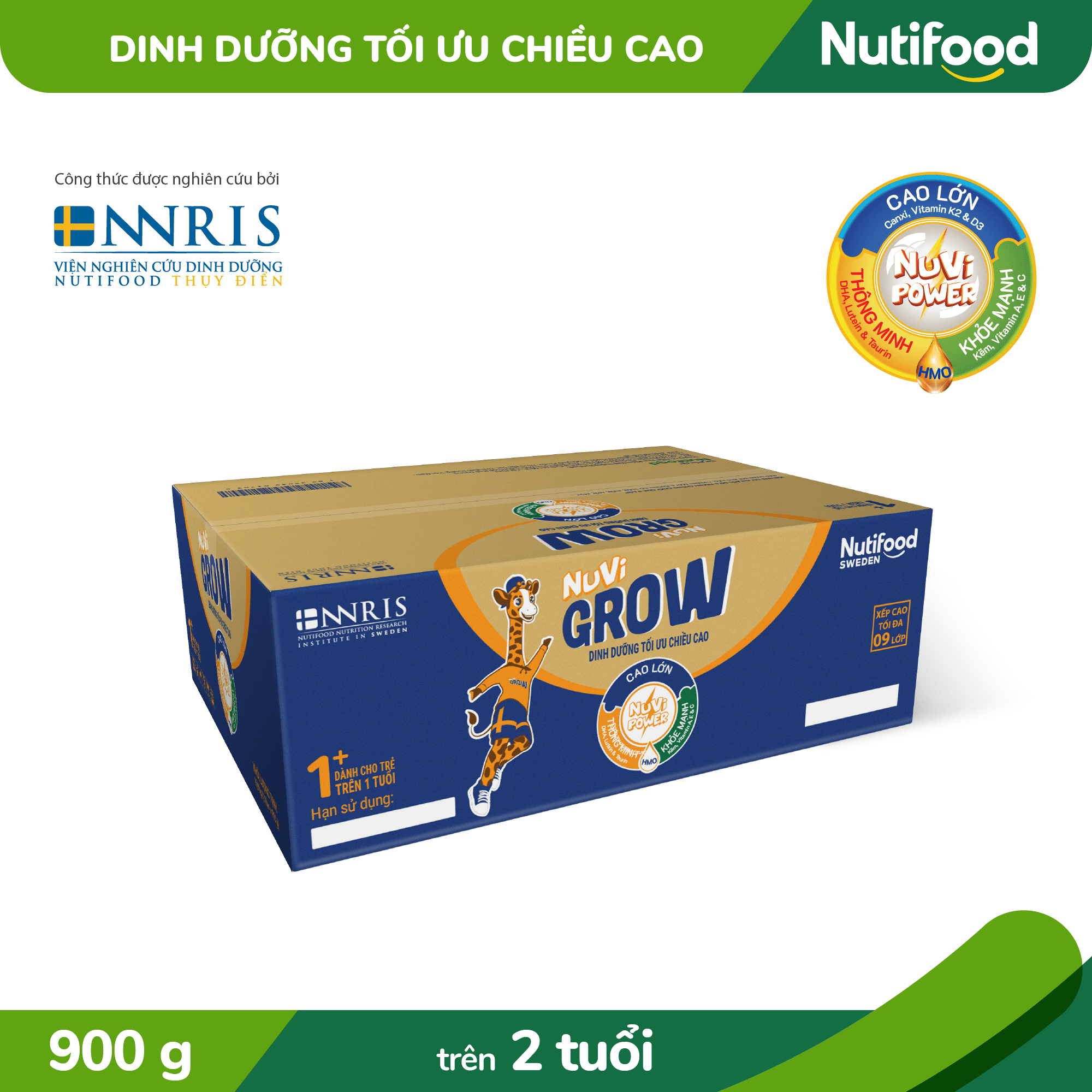 Sữa Bột Nuvi Grow Trên 2 Tuổi Lon 900g - Phát Triển Chiều Cao