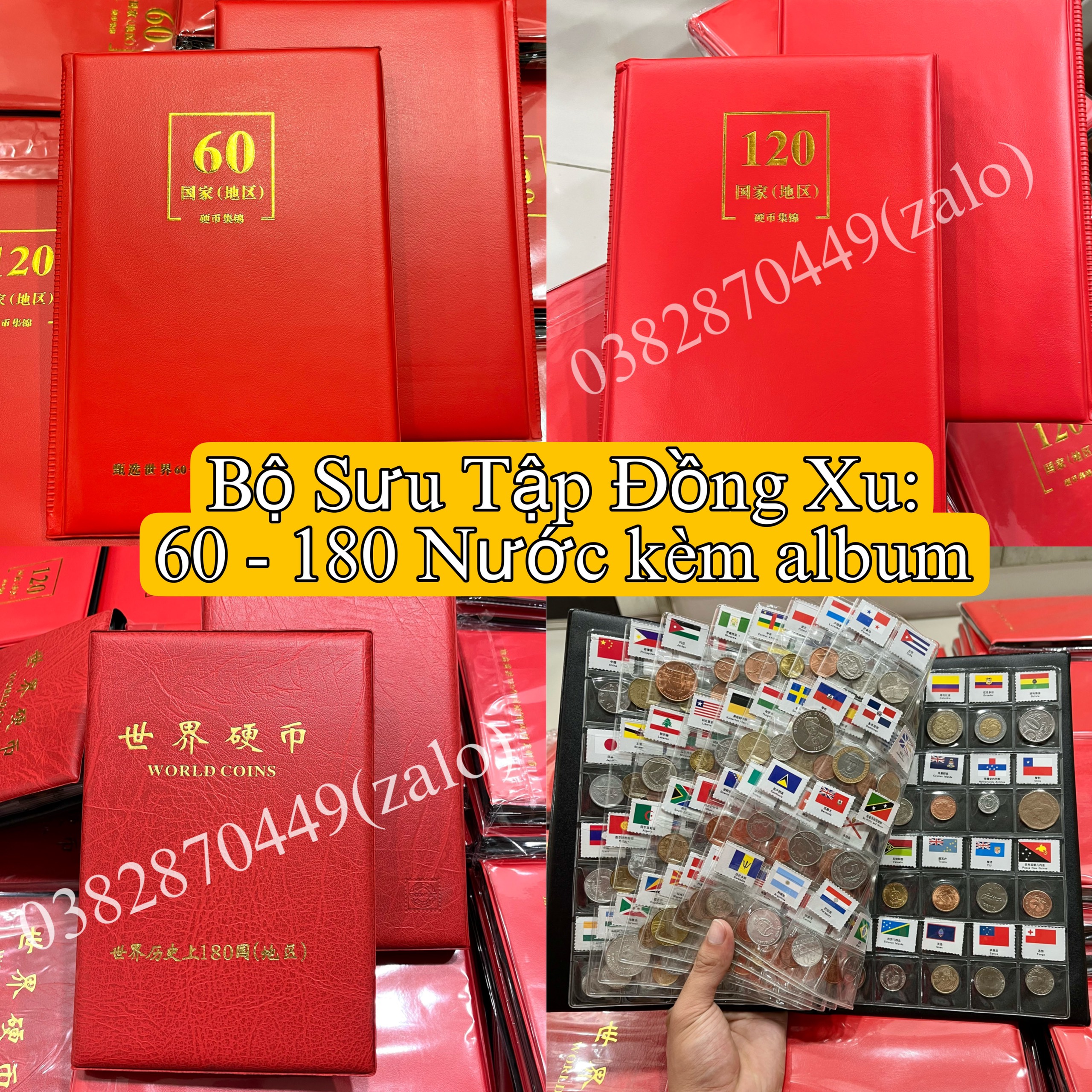 Bộ Sưu Tập Đồng Xu Các Nước Trên Thế Giới: Từ 60-120-180 Quốc Gia Album Bìa Da Cao Cấp