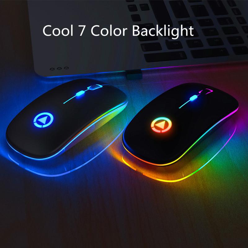 Chuột Không Dây RGB Sạc Máy Tính Mause Im Lặng Công Thái LED Chuột USB Backlit Nhiều Màu Sắc Phát Sáng Chuột Văn Phòng Cho Laptop