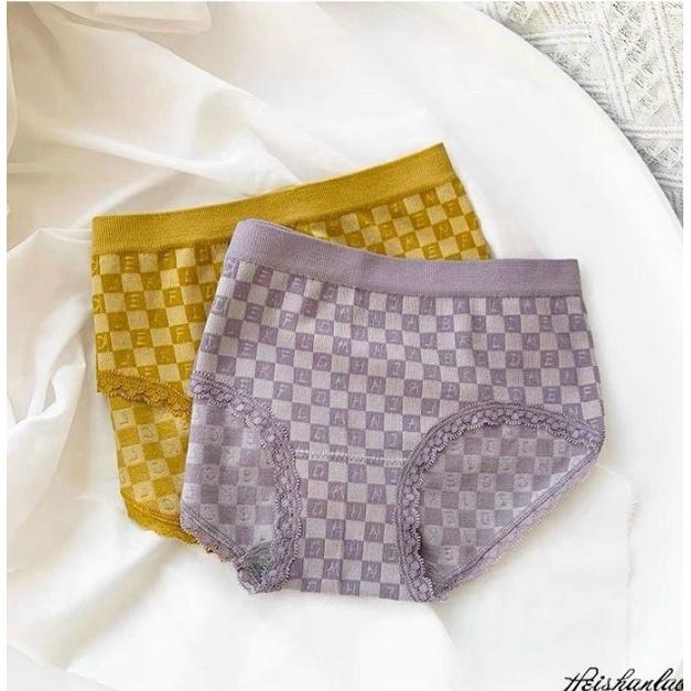 Set 5 Quần Lót Nữ Thông Hơi Kháng Khuẩn Chất Liệu Mềm Caro Form To