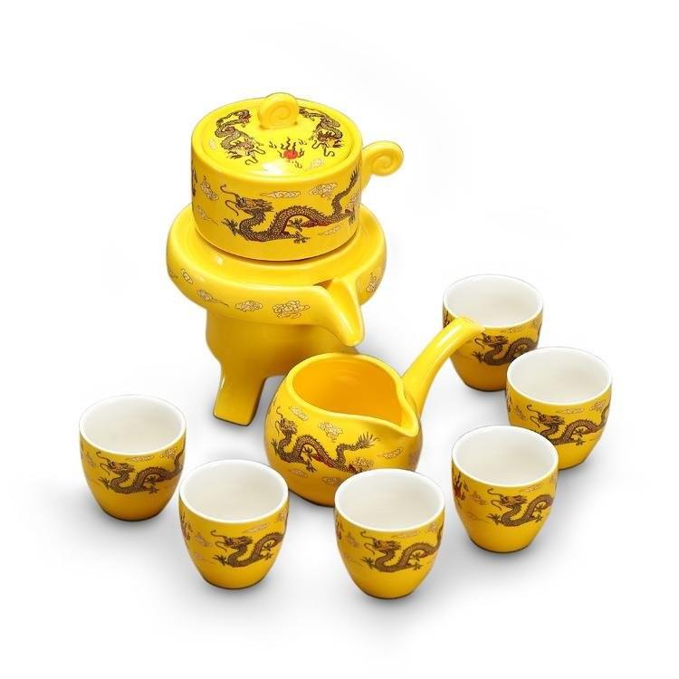 Bộ ấm chén pha trà cối xay 9 món Song Long Chầu Nguyệt