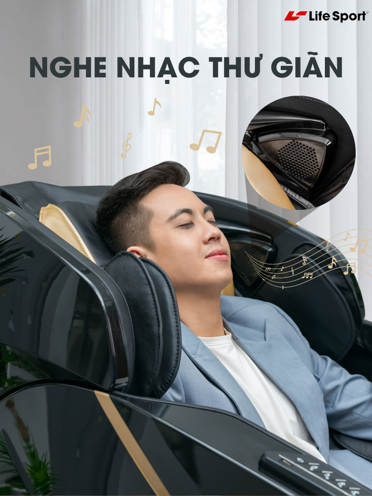 Ghế massage Life Sport LS-599 loa kết nối bluetooth nghe nhạc thư giãn