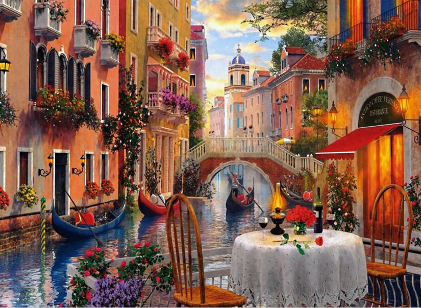 Bộ Tranh Ghép Xếp Hình 1000 Pcs Jigsaw Puzzle Tranh Ghép Thành Phố Nước Bản Đẹp Cao Cấp