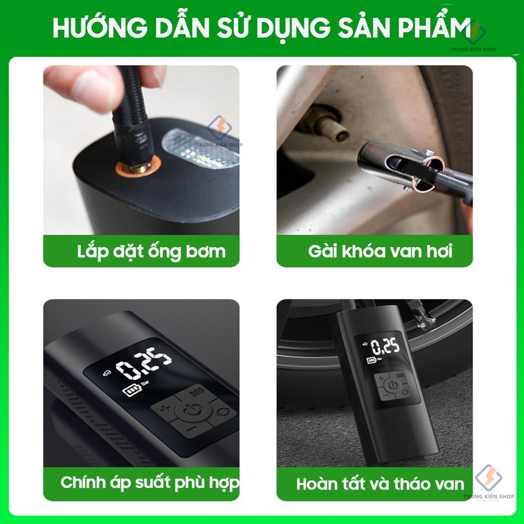 Bơm hơi điện tự động không dây, 6000mAh, bơm xe hơi, xe máy, xe điện, xe đạp, bóng, đệm, nhanh chóng, an toàn