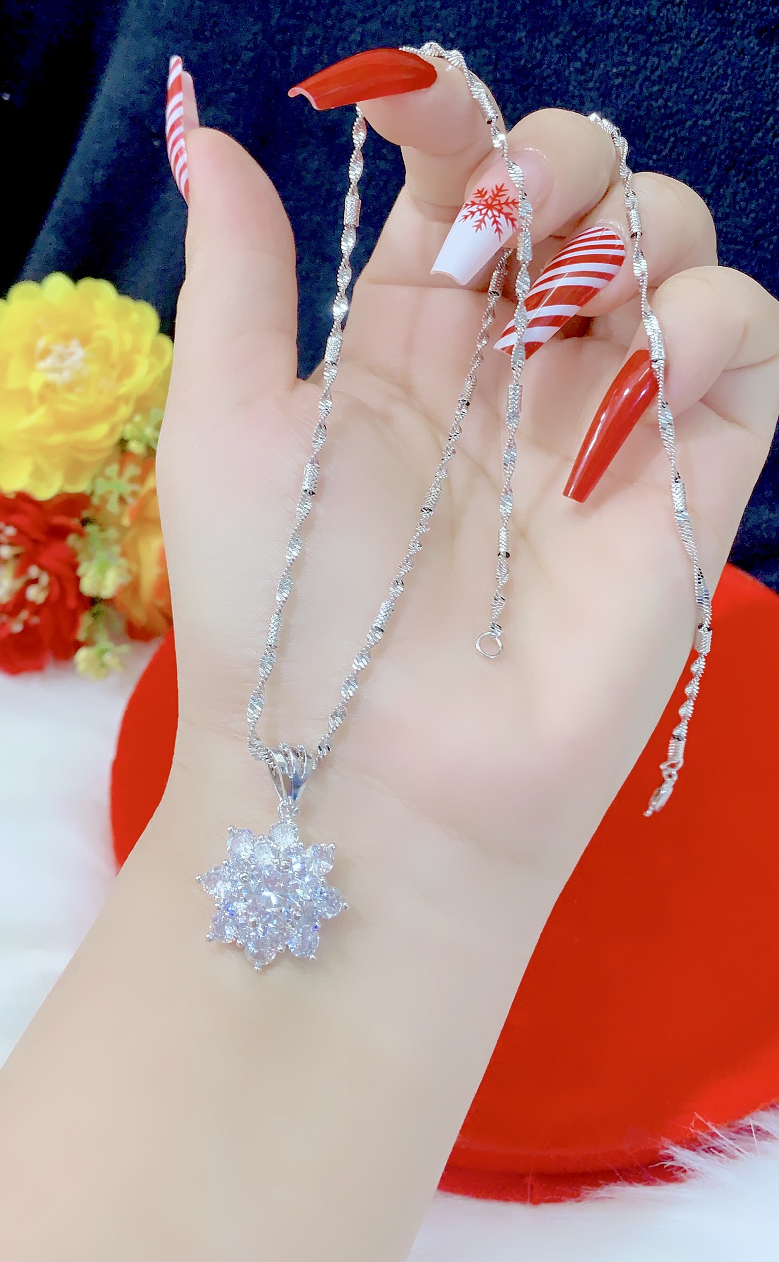 Dây chuyền  mặt xoàn mạ bạch .kim cao cấp P