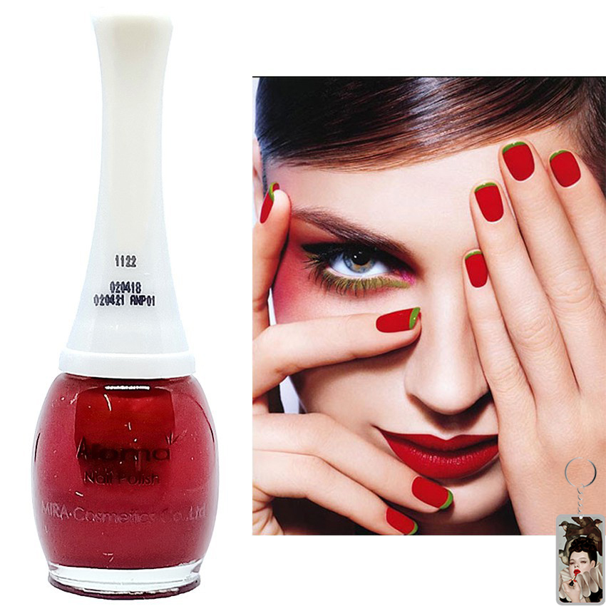 Sơn móng tay Aroma Nail Polish Hàn Quốc 12ml #1660 màu đỏ tặng kèm móc khóa