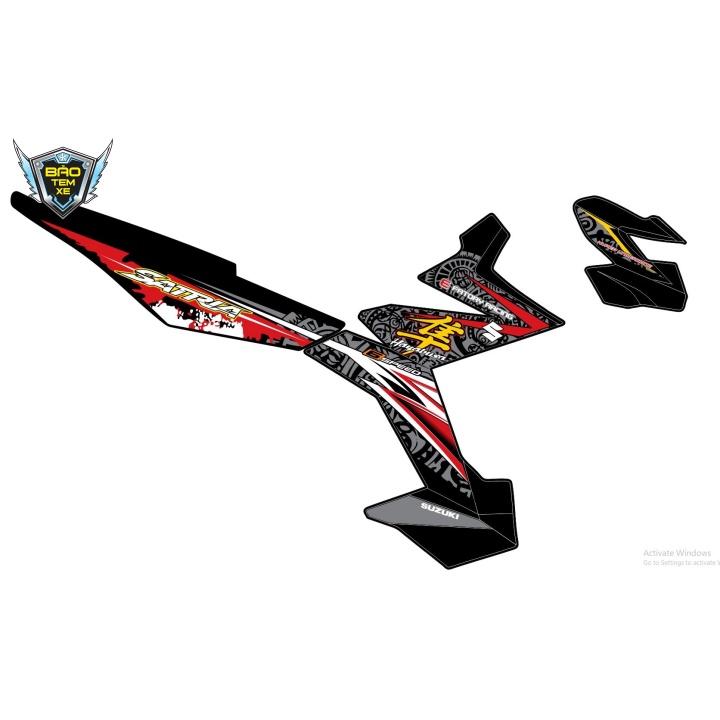 Tem rời dán xe satria fi hayabusa đỏ đen