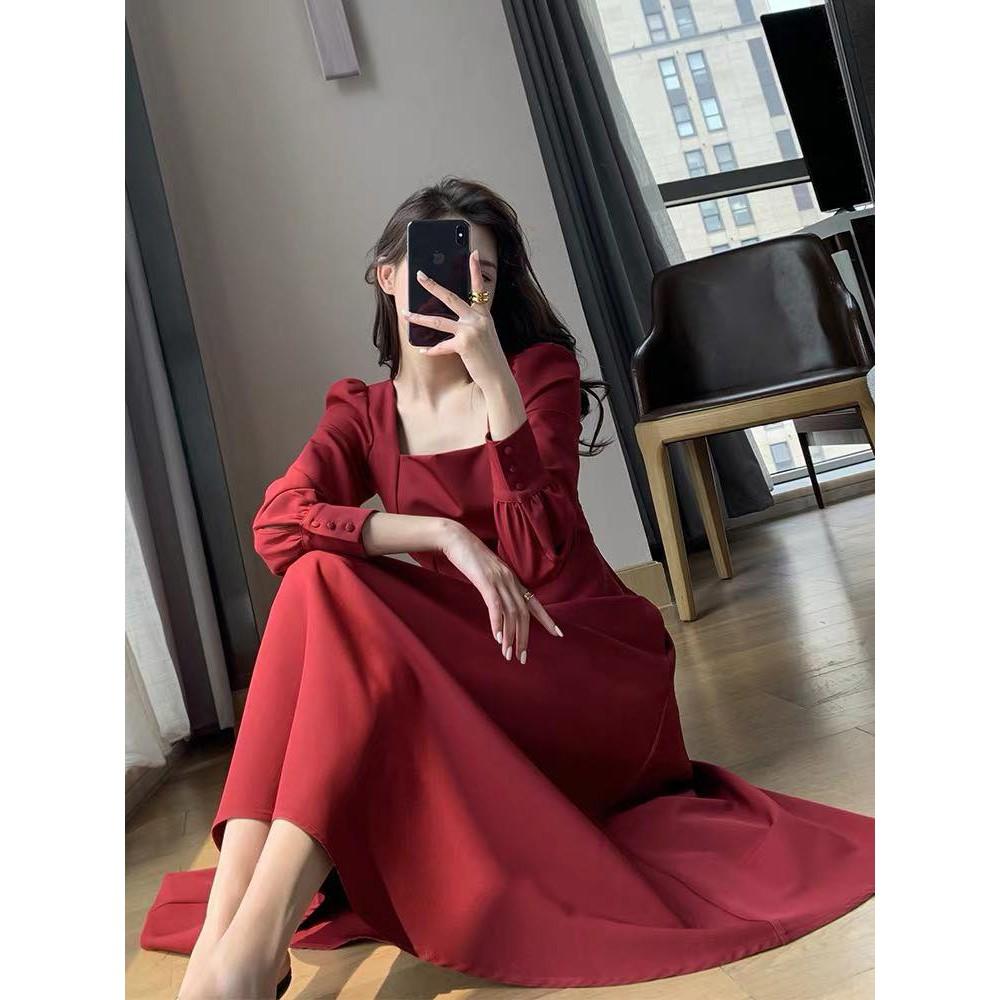 Đầm nữ thời trang midi dài tay dáng xòe dự tiệc sang trọng MIDI DRESS