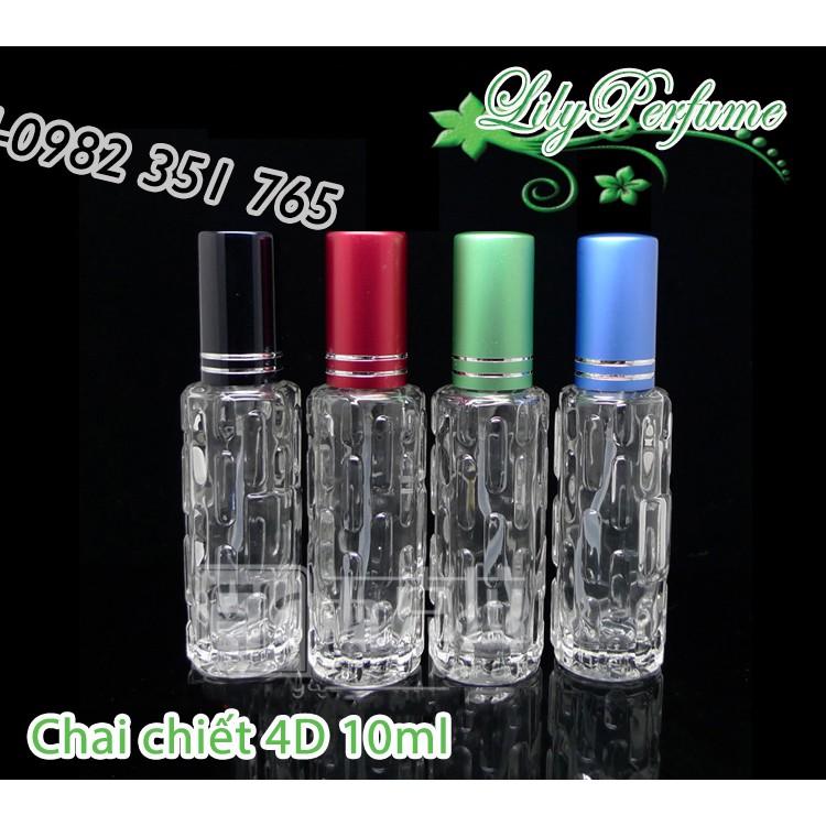 Lọ chiết nước hoa 4D thủy tinh 10ml (Ống chiết nước hoa/ Vỏ chiết nước hoa/ Chai chiết nước hoa)