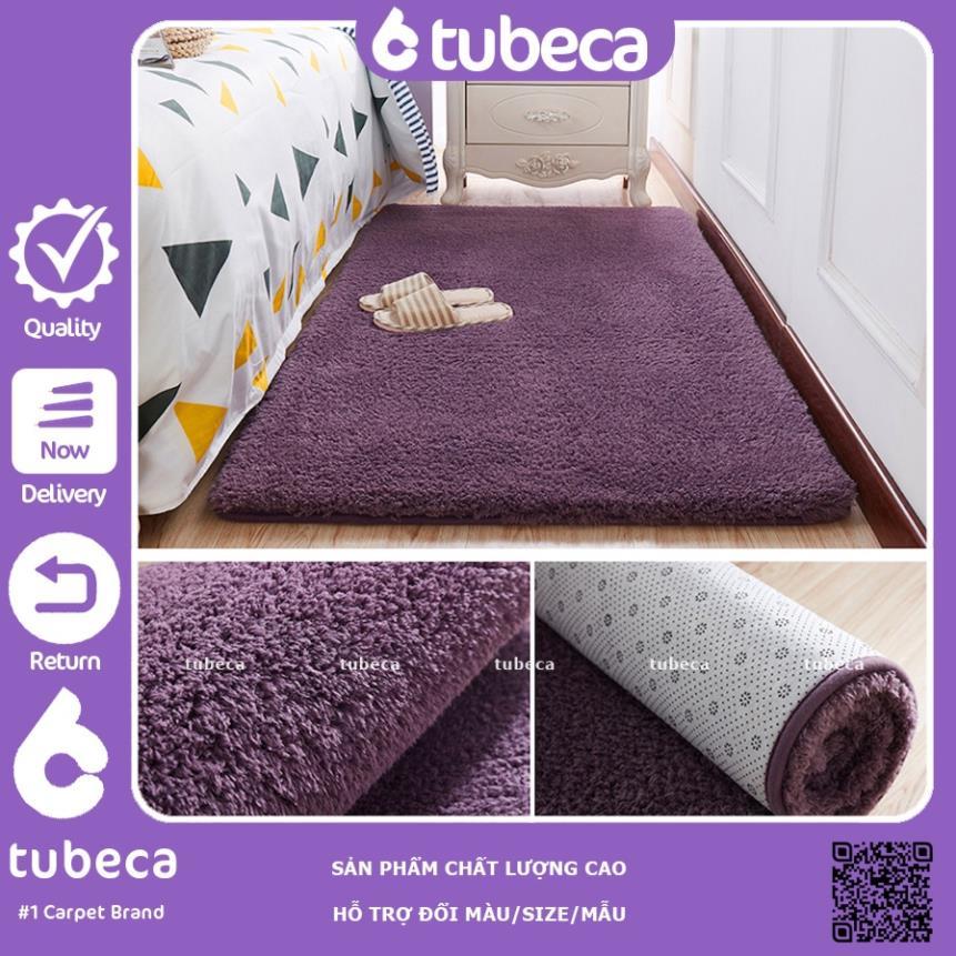 Thảm Lông Cừu Trải Sàn Phòng Ngủ | Màu Xám Tím | Thảm Cao Cấp | Dày Dặn | Cực Êm | 2m x 1m6 | TUBECA